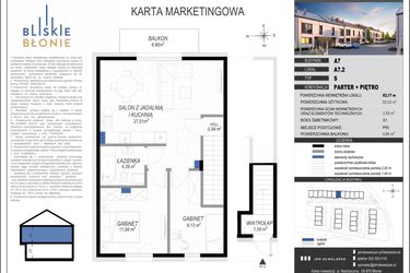 Rzut - Dom na sprzedaż 3 pokoje o powierzchni 55,53 m² - numer A7-2 w Bliskie Błonie