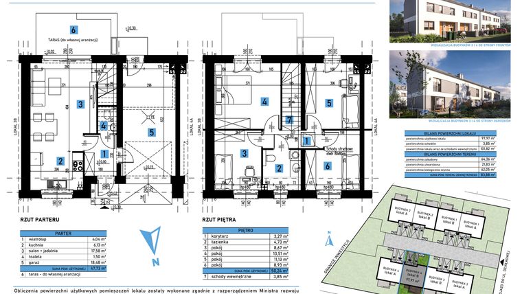 Rzut - Dom na sprzedaż 5 pokoi o powierzchni 101,82 m² - numer 4B w Domy w Bielanach Wrocławskich
