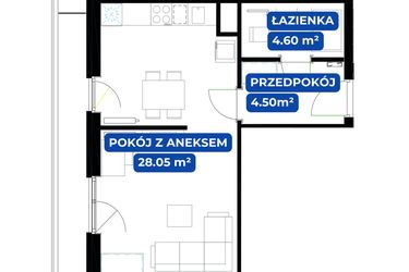 Rzut - Mieszkanie na sprzedaż 1 pokój o powierzchni 37,15 m² - numer 27.4 w Nowa Siewna etap III