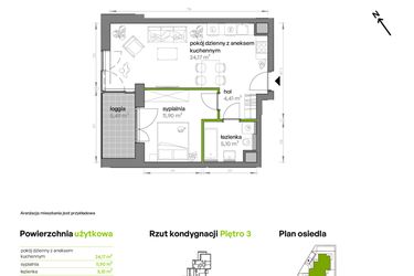 Rzut - Mieszkanie na sprzedaż 2 pokoje o powierzchni 45,58 m² - numer AA0305 w Ptasia Vita