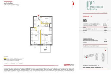 Rzut - Mieszkanie na sprzedaż 2 pokoje o powierzchni 37,17 m² - numer 6 w Miasteczko Julianów