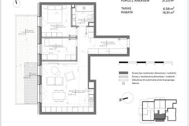 Rzut - Mieszkanie na sprzedaż 3 pokoje o powierzchni 72,09 m² - numer B.0.8 w Polanka 21