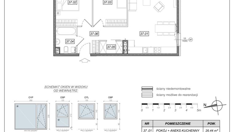 Rzut - Mieszkanie na sprzedaż 3 pokoje o powierzchni 63,11 m² - numer 4.A.37 w Urzeka bud. 4