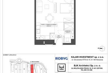 Rzut - Mieszkanie na sprzedaż 1 pokój o powierzchni 33,84 m² - numer C.1M05 w Foresteria