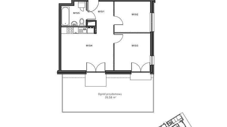 Rzut - Mieszkanie na sprzedaż 3 pokoje o powierzchni 50,41 m² - numer 15 w Wzgórze Krzemionki II