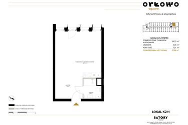 Rzut - Mieszkanie na sprzedaż 1 pokój o powierzchni 37,99 m² - numer K2.11 w Orłowo Square - Apartamenty inwestycyjne