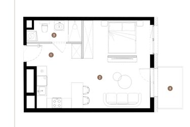 Rzut - Mieszkanie na sprzedaż 1 pokój o powierzchni 37,26 m² - numer C3.01.09 w Apartamenty Reytana