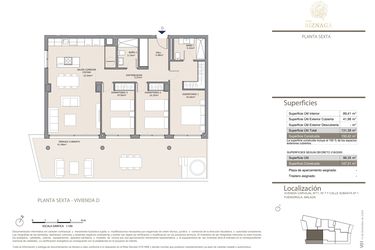 Rzut - Mieszkanie na sprzedaż 3 pokoje o powierzchni 150 m² - numer 6D w Torre Biznaga