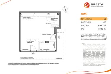 Rzut - Lokal użytkowy na sprzedaż 1 pokój o powierzchni 53,62 m² - numer DK/CD/U2 w DOKI Living