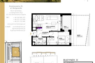 Rzut - Mieszkanie na sprzedaż 2 pokoje o powierzchni 44,44 m² - numer D.0.3 w Panorama Bańgów Etap II