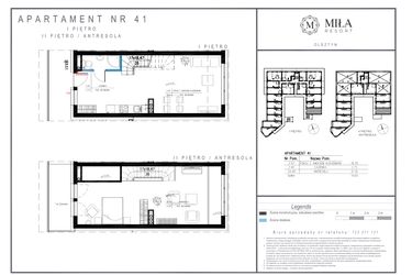 Rzut - Mieszkanie na sprzedaż 2 pokoje o powierzchni 71,92 m² - numer 41 w Miła Resort