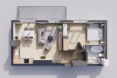 Rzut - Mieszkanie na sprzedaż 2 pokoje o powierzchni 54,76 m² - numer 23/74 w Odrzańskie Bulvary