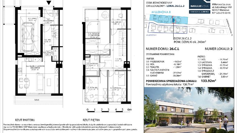 Rzut - Dom na sprzedaż 5 pokoi o powierzchni 137 m² - numer 15 w Millenova