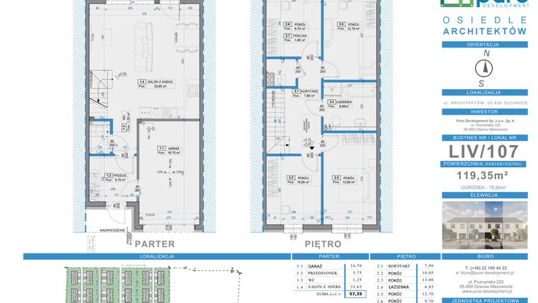 Rzut - Dom na sprzedaż 5 pokoi o powierzchni 119,35 m² - numer 107 w Osiedle Architektów etap IXa