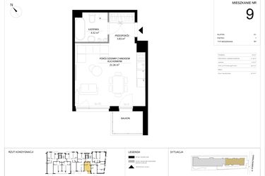 Rzut - Mieszkanie na sprzedaż 1 pokój o powierzchni 29,61 m² - numer 9 w SILO