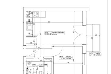 Rzut - Mieszkanie na sprzedaż 2 pokoje o powierzchni 30,61 m² - numer 10 w Bydgoska 19