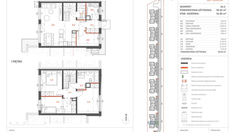 Rzut - Dom na sprzedaż 5 pokoi o powierzchni 92,62 m² - numer 1A.2 w Przystanek Ursus