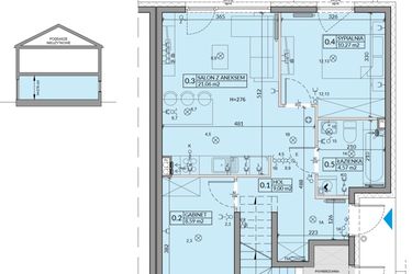 Rzut - Mieszkanie na sprzedaż 3 pokoje o powierzchni 53,49 m² - numer 64A w Domy na Witosa etap 2A i 2B