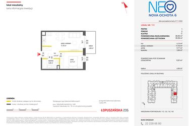 Rzut - Mieszkanie na sprzedaż 2 pokoje o powierzchni 36,49 m² - numer 102 w Neo Nova Ochota 6