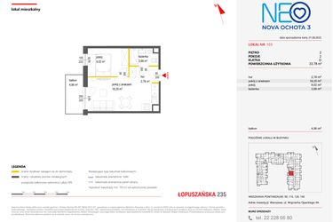 Rzut - Mieszkanie na sprzedaż 2 pokoje o powierzchni 33,78 m² - numer 103 w Neo Nova Ochota 3