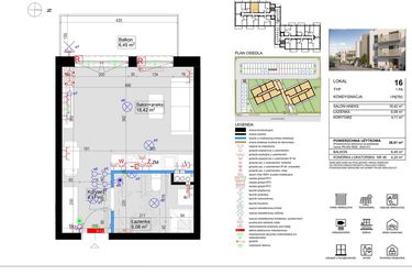 Rzut - Mieszkanie na sprzedaż 1 pokój o powierzchni 28,61 m² - numer 16 w Harmony Antoninek