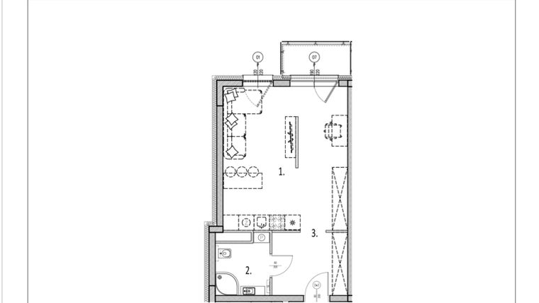 Rzut - Mieszkanie na sprzedaż 1 pokój o powierzchni 39,21 m² - numer 31 w Zachodnia 29