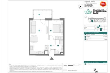 Rzut - Mieszkanie na sprzedaż 2 pokoje o powierzchni 39,53 m² - numer J72 w Apartamenty Myśliborska Park