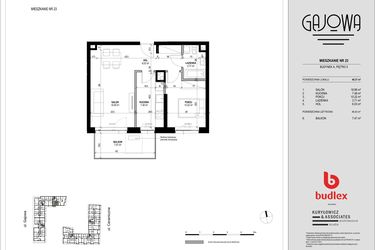 Rzut - Mieszkanie na sprzedaż 2 pokoje o powierzchni 48,37 m² - numer 23 w Gajowa bud. A