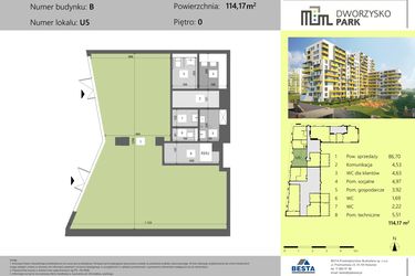 Rzut - Lokal użytkowy na sprzedaż 1 pokój o powierzchni 114 m² - numer U5 w Dworzysko Park - Etap II