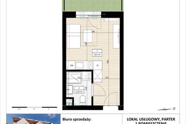 Rzut - Mieszkanie na sprzedaż 1 pokój o powierzchni 20,05 m² - numer B4/0/2 w MONTANO lokale inwestycyjne
