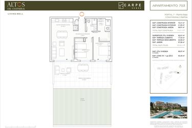 Rzut - Mieszkanie na sprzedaż 2 pokoje o powierzchni 114,26 m² - numer 703 w Altos Del Chaparral