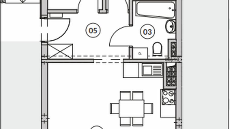 Rzut - Mieszkanie na sprzedaż 3 pokoje o powierzchni 52,48 m² - numer B5/M2/2 w Harmonia Park