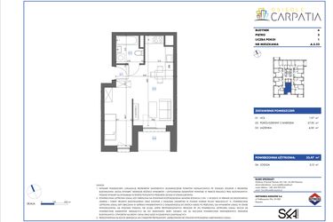 Rzut - Mieszkanie na sprzedaż 1 pokój o powierzchni 33,33 m² - numer A.5.52 w Osiedle Carpatia Etap III
