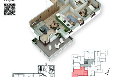 Rzut - Mieszkanie na sprzedaż 3 pokoje o powierzchni 63,01 m² - numer 7 w Villa Park - Etap III