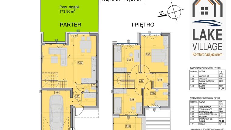 Rzut - Dom na sprzedaż 4 pokoje o powierzchni 112,15 m² - numer 24/1 w Lake Village etap V