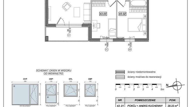 Rzut - Mieszkanie na sprzedaż 3 pokoje o powierzchni 66,61 m² - numer 4.A.43 w Urzeka bud. 4