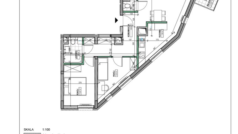 Rzut - Mieszkanie na sprzedaż 4 pokoje o powierzchni 71,38 m² - numer A13 w Osiedle Perłowe