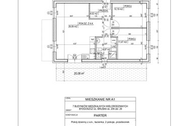 Rzut - Mieszkanie na sprzedaż 3 pokoje o powierzchni 59,64 m² - numer A1 w Bruska
