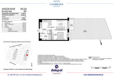 Rzut - Mieszkanie na sprzedaż 2 pokoje o powierzchni 36,96 m² - numer B2.06 w Osiedle Chabrowe