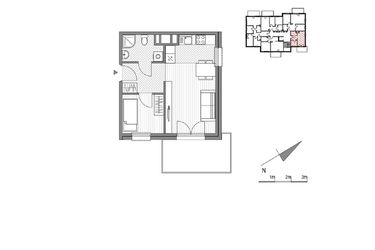 Rzut - Mieszkanie na sprzedaż 2 pokoje o powierzchni 32,69 m² - numer 1.2-9 w Stawowa