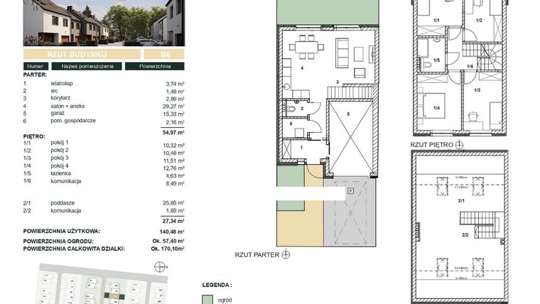 Rzut - Dom na sprzedaż 5 pokoi o powierzchni 140,48 m² - numer B8 w Cisova Park etap II