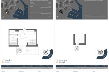 Rzut - Mieszkanie na sprzedaż 2 pokoje o powierzchni 48,13 m² - numer H.404 w Nautica Resort etap III