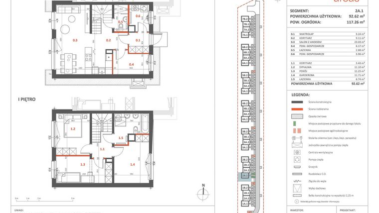 Rzut - Dom na sprzedaż 5 pokoi o powierzchni 91,33 m² - numer 2A.1 w Przystanek Ursus
