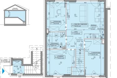 Rzut - Mieszkanie na sprzedaż 4 pokoje o powierzchni 62,57 m² - numer 57B w Domy na Witosa etap 2A i 2B