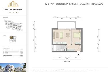 Rzut - Mieszkanie na sprzedaż 2 pokoje o powierzchni 43,46 m² - numer B2.3 w Osiedle Premium etap IV