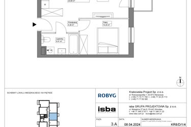 Rzut - Mieszkanie na sprzedaż 2 pokoje o powierzchni 40,02 m² - numer KR8/D/1/4 w Apartamenty Krakowska etap VIII