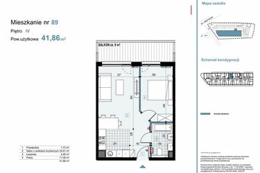 Rzut - Mieszkanie na sprzedaż 2 pokoje o powierzchni 41,86 m² - numer 89 w Medyków 32