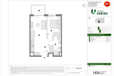 Rzut - Mieszkanie na sprzedaż 2 pokoje o powierzchni 37,88 m² - numer C10 w Osiedle Urbino etap 4.2