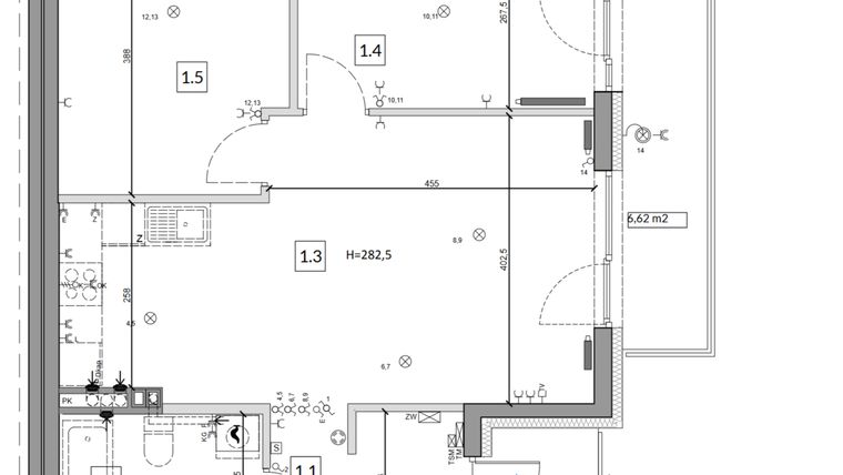 Rzut - Mieszkanie na sprzedaż 3 pokoje o powierzchni 59,46 m² - numer 42B w Osiedle Młodych etap V