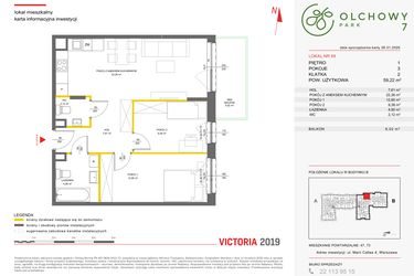 Rzut - Mieszkanie na sprzedaż 3 pokoje o powierzchni 59,13 m² - numer 59 w Olchowy Park VII